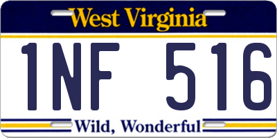 WV license plate 1NF516