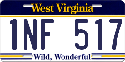 WV license plate 1NF517