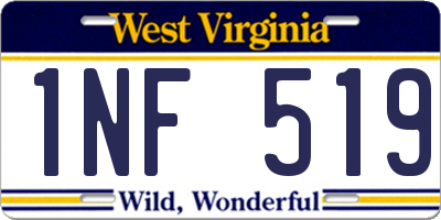 WV license plate 1NF519