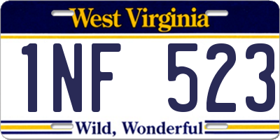 WV license plate 1NF523
