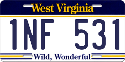 WV license plate 1NF531