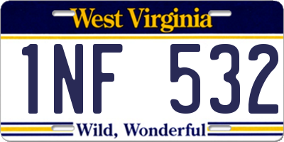 WV license plate 1NF532