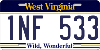 WV license plate 1NF533