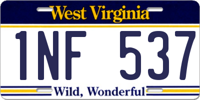 WV license plate 1NF537