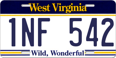 WV license plate 1NF542