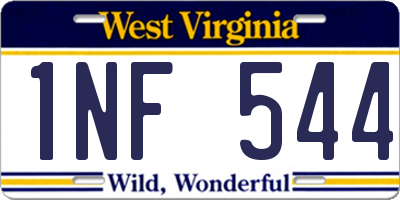 WV license plate 1NF544