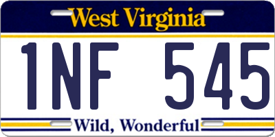 WV license plate 1NF545