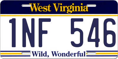 WV license plate 1NF546