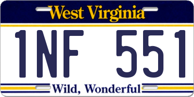 WV license plate 1NF551