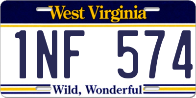 WV license plate 1NF574