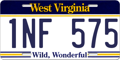 WV license plate 1NF575