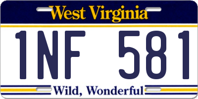 WV license plate 1NF581