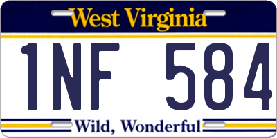 WV license plate 1NF584