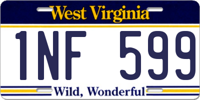 WV license plate 1NF599