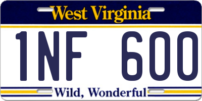 WV license plate 1NF600
