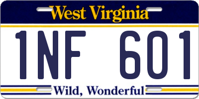WV license plate 1NF601