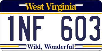 WV license plate 1NF603