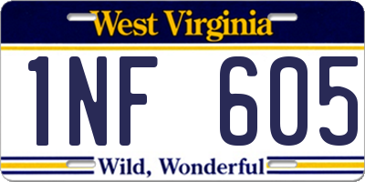 WV license plate 1NF605
