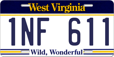 WV license plate 1NF611