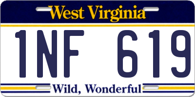 WV license plate 1NF619