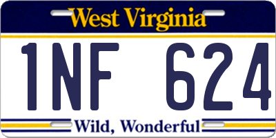 WV license plate 1NF624