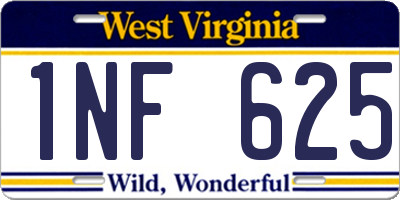 WV license plate 1NF625