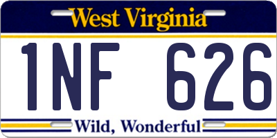 WV license plate 1NF626