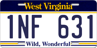 WV license plate 1NF631