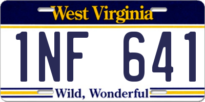 WV license plate 1NF641