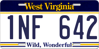 WV license plate 1NF642