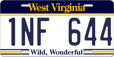 WV license plate 1NF644