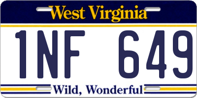 WV license plate 1NF649