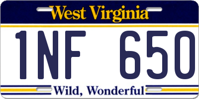 WV license plate 1NF650