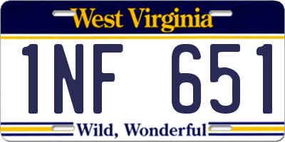 WV license plate 1NF651