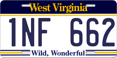 WV license plate 1NF662