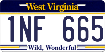 WV license plate 1NF665