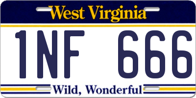 WV license plate 1NF666