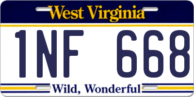 WV license plate 1NF668