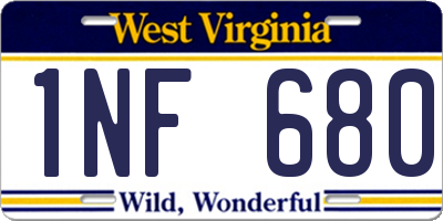 WV license plate 1NF680