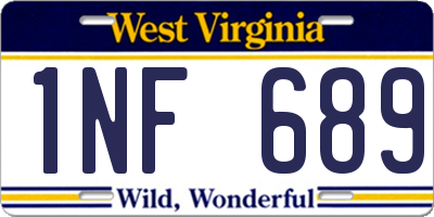 WV license plate 1NF689