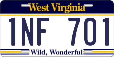 WV license plate 1NF701