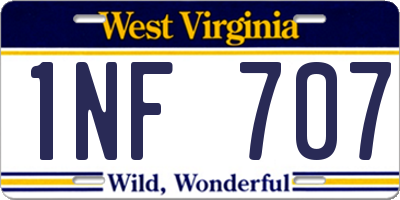 WV license plate 1NF707