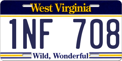 WV license plate 1NF708