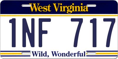 WV license plate 1NF717