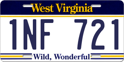 WV license plate 1NF721