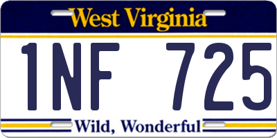 WV license plate 1NF725