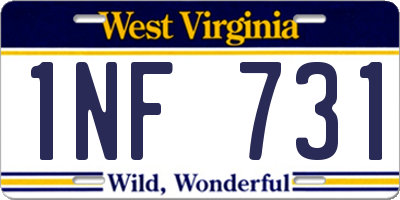 WV license plate 1NF731