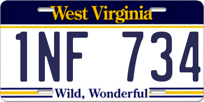 WV license plate 1NF734