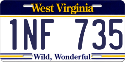 WV license plate 1NF735
