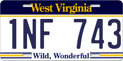 WV license plate 1NF743